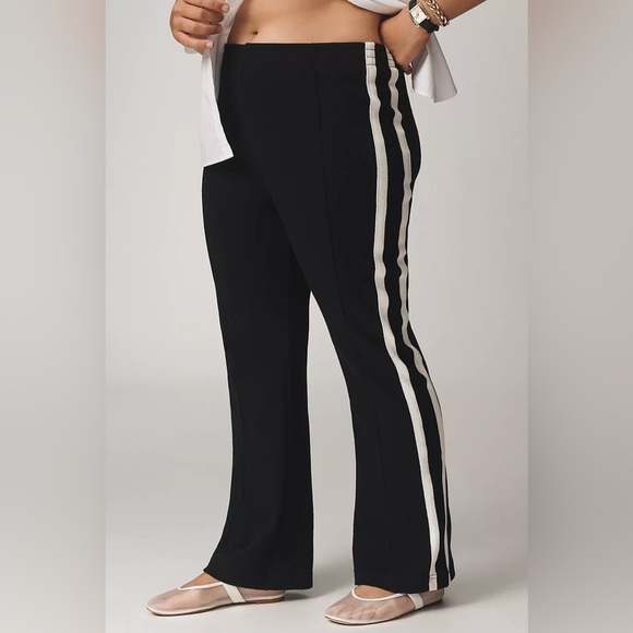 NWT! Anthropologie Black/White Maeve Pull-On Track Pants  🕸️ 🕶️ - Picture 6 of 9